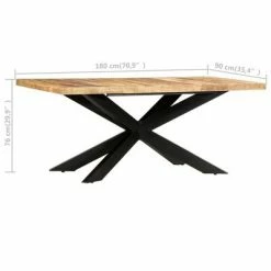 VidaXL Table à dîner 180x90x76 cm Bois de manguier brut solide -Promos Tables à manger Boutique image 5 285963