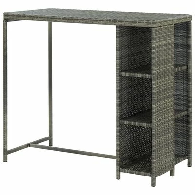 VidaXL Table de bar avec rangement Gris 120x60x110 cm Résine tressée 7 VidaXL Table de bar avec rangement Gris 120x60x110 cm Résine tressée – Image 5