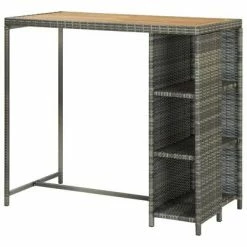 VidaXL Table de bar avec rangement Gris 120x60x110 cm Résine tressée 12 VidaXL Table de bar avec rangement Gris 120x60x110 cm Résine tressée -Promos Tables à manger Boutique image 5 313479