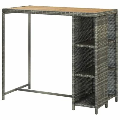 VidaXL Table de bar avec rangement Gris 120x60x110 cm Résine tressée 7 VidaXL Table de bar avec rangement Gris 120x60x110 cm Résine tressée – Image 5