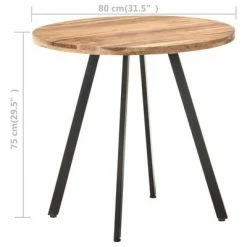 VidaXL Table de salle à manger 80 cm Bois d'acacia solide -Promos Tables à manger Boutique image 5 320485