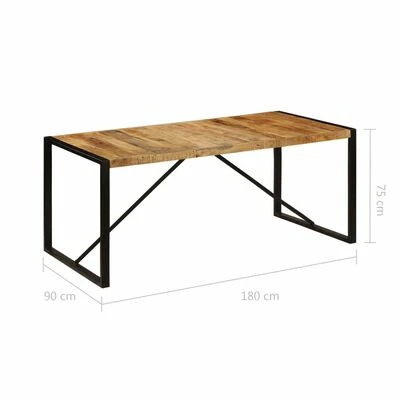 VidaXL Table de salle à manger Bois de manguier brut 180 cm 8 VidaXL Table de salle à manger Bois de manguier brut 180 cm – Image 6