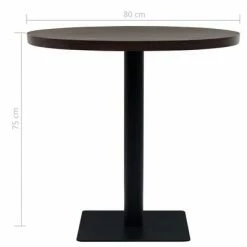 VidaXL Table de bistro MDF et acier Rond 80 x 75 cm Frêne foncé -Promos Tables à manger Boutique image 6 245610
