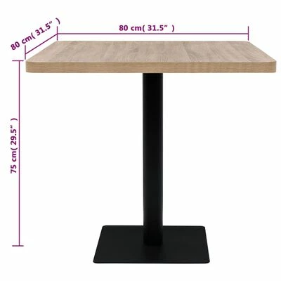 VidaXL Table de bistro MDF et acier Carré 80x80x75 cm Couleur de chêne 8 VidaXL Table de bistro MDF et acier Carré 80x80x75 cm Couleur de chêne – Image 6