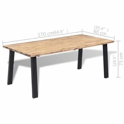VidaXL Table de salle à manger 170 x 90 cm Bois d'acacia massif 8 VidaXL Table de salle à manger 170 x 90 cm Bois d'acacia massif – Image 6