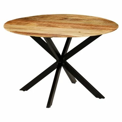 VidaXL Table de salle à manger Bois de manguier brut et Acier 120x77cm 8 VidaXL Table de salle à manger Bois de manguier brut et Acier 120x77cm – Image 6