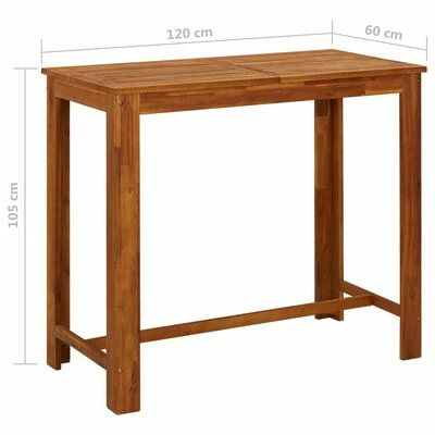 VidaXL Table de bar Bois d'acacia massif 120 x 60 x 105 cm 8 VidaXL Table de bar Bois d'acacia massif 120 x 60 x 105 cm – Image 6