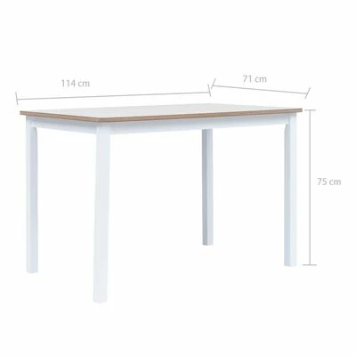 VidaXL Table à dîner Blanc et marron 114x71x75 cm Bois d'hévéa massif 8 VidaXL Table à dîner Blanc et marron 114x71x75 cm Bois d'hévéa massif – Image 6