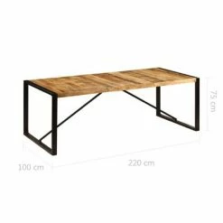 VidaXL Table de salle à manger 220x100x75 cm Bois de manguier solide -Promos Tables à manger Boutique image 6 247408