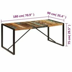 VidaXL Table de salle à manger 180x90x75 cm Bois de récupération 13 VidaXL Table de salle à manger 180x90x75 cm Bois de récupération -Promos Tables à manger Boutique image 6 247415