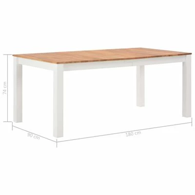 VidaXL Table de salle à manger 180x90x74 cm Bois de chêne solide 8 VidaXL Table de salle à manger 180x90x74 cm Bois de chêne solide – Image 6