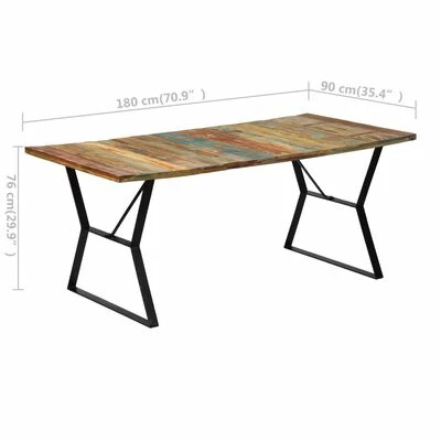 VidaXL Table de salle à manger 180x90x76cm Bois de récupération solide 8 VidaXL Table de salle à manger 180x90x76cm Bois de récupération solide – Image 6