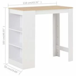 VidaXL Table de bar avec étagère Blanc 110x50x103 cm 13 VidaXL Table de bar avec étagère Blanc 110x50x103 cm -Promos Tables à manger Boutique image 6 280215