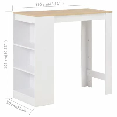 VidaXL Table de bar avec étagère Blanc 110x50x103 cm 8 VidaXL Table de bar avec étagère Blanc 110x50x103 cm – Image 6