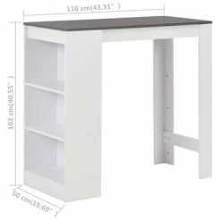 VidaXL Table de bar avec étagère Blanc 110x50x103 cm -Promos Tables à manger Boutique image 6 280216
