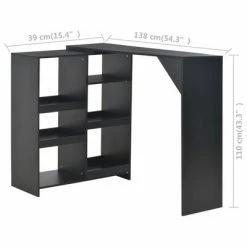 VidaXL Table de bar avec tablette amovible Noir 138x39x110 cm -Promos Tables à manger Boutique image 6 280223