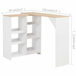 VidaXL Table de bar avec tablette amovible Blanc 138x39x110 cm -Promos Tables à manger Boutique image 6 280225