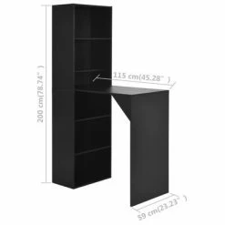 VidaXL Table de bar avec armoire Noir 115 x 59 x 200 cm -Promos Tables à manger Boutique image 6 280228