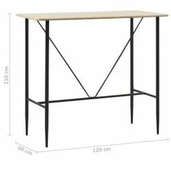 VidaXL Table de bar Chêne 120 x 60 x 110 cm MDF -Promos Tables à manger Boutique image 6 281548
