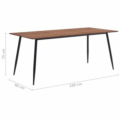 VidaXL Table de salle à manger Marron 180x90x75 cm MDF 7 VidaXL Table de salle à manger Marron 180x90x75 cm MDF – Image 6
