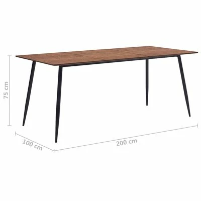 VidaXL Table de salle à manger Marron 200x100x75 cm MDF 8 VidaXL Table de salle à manger Marron 200x100x75 cm MDF – Image 6