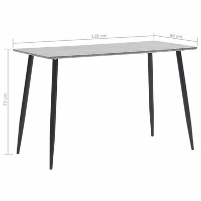 VidaXL Table de salle à manger Gris 120x60x75 cm MDF 8 VidaXL Table de salle à manger Gris 120x60x75 cm MDF – Image 6