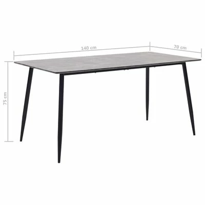 VidaXL Table de salle à manger Gris 140x70x75 cm MDF 8 VidaXL Table de salle à manger Gris 140x70x75 cm MDF – Image 6