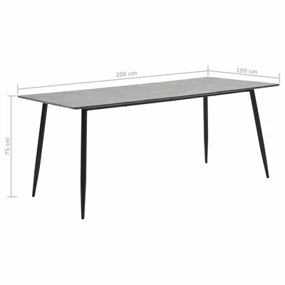 VidaXL Table de salle à manger Gris 200x100x75 cm MDF 8 VidaXL Table de salle à manger Gris 200x100x75 cm MDF – Image 6