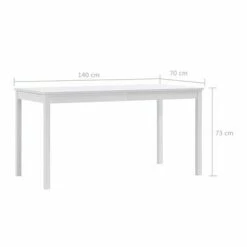 VidaXL Table de salle à manger Blanc 140 x 70 x 73 cm Pin 13 VidaXL Table de salle à manger Blanc 140 x 70 x 73 cm Pin -Promos Tables à manger Boutique image 6 283399