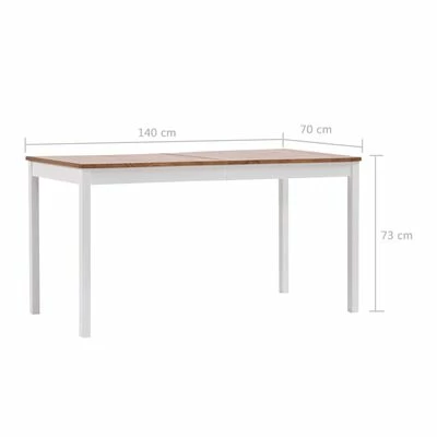 VidaXL Table de salle à manger Blanc et marron 140 x 70 x 73 cm Pin 8 VidaXL Table de salle à manger Blanc et marron 140 x 70 x 73 cm Pin – Image 6