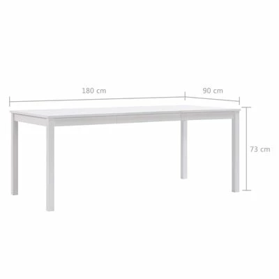 VidaXL Table de salle à manger Blanc 180 x 90 x 73 cm Pin 8 VidaXL Table de salle à manger Blanc 180 x 90 x 73 cm Pin – Image 6