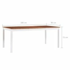 VidaXL Table de salle à manger Blanc et marron 180 x 90 x 73 cm Pin 13 VidaXL Table de salle à manger Blanc et marron 180 x 90 x 73 cm Pin -Promos Tables à manger Boutique image 6 283408