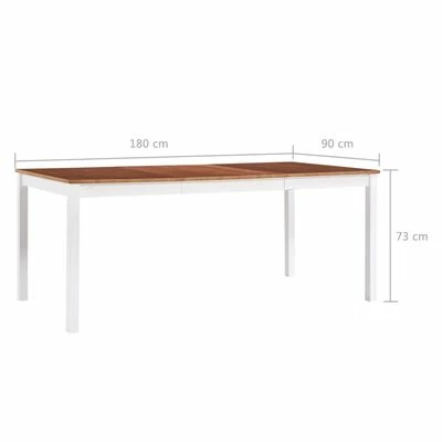 VidaXL Table de salle à manger Blanc et marron 180 x 90 x 73 cm Pin 8 VidaXL Table de salle à manger Blanc et marron 180 x 90 x 73 cm Pin – Image 6