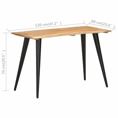 VidaXL Table à dîner au bord naturel 120x60x75 cm Bois d'acacia massif 8 VidaXL Table à dîner au bord naturel 120x60x75 cm Bois d'acacia massif – Image 6