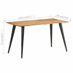 VidaXL Table à dîner au bord naturel 140x60x75 cm Bois d'acacia massif 13 VidaXL Table à dîner au bord naturel 140x60x75 cm Bois d'acacia massif -Promos Tables à manger Boutique image 6 320253