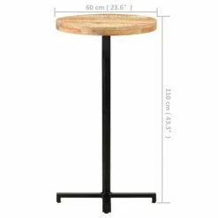 VidaXL Table de bar Ronde Ø60x110 cm Bois de manguier brut -Promos Tables à manger Boutique image 6 320273