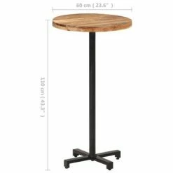 VidaXL Table de bar Ronde Ø60x110 cm Bois d'acacia massif 13 VidaXL Table de bar Ronde Ø60x110 cm Bois d'acacia massif -Promos Tables à manger Boutique image 6 320285