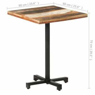 VidaXL Table de bistro Carrée 60x60x75 cm Bois de récupération massif 8 VidaXL Table de bistro Carrée 60x60x75 cm Bois de récupération massif – Image 6