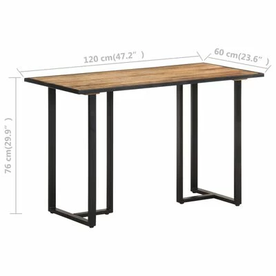 VidaXL Table de salle à manger 120 cm Bois de manguier brut 8 VidaXL Table de salle à manger 120 cm Bois de manguier brut – Image 6