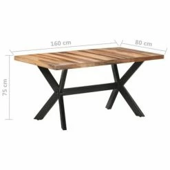 VidaXL Table de salle à manger 160x80x75 cm Bois solide avec finition -Promos Tables à manger Boutique image 6 321547