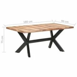 VidaXL Table de salle à manger 180x90x75 cm Bois solide avec finition 13 VidaXL Table de salle à manger 180x90x75 cm Bois solide avec finition -Promos Tables à manger Boutique image 6 321548