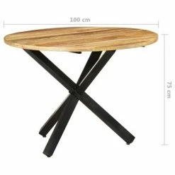 VidaXL Table à dîner ronde 100x100x75 cm Bois de manguier brut 13 VidaXL Table à dîner ronde 100x100x75 cm Bois de manguier brut -Promos Tables à manger Boutique image 6 321681