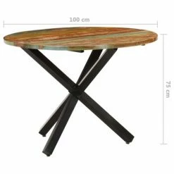 VidaXL Table à dîner ronde 100x100x75 cm Bois de récupération massif 13 VidaXL Table à dîner ronde 100x100x75 cm Bois de récupération massif -Promos Tables à manger Boutique image 6 321682