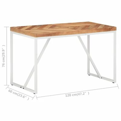 VidaXL Table à dîner 120x60x76 cm Bois solide d'acacia et de manguier 8 VidaXL Table à dîner 120x60x76 cm Bois solide d'acacia et de manguier – Image 6