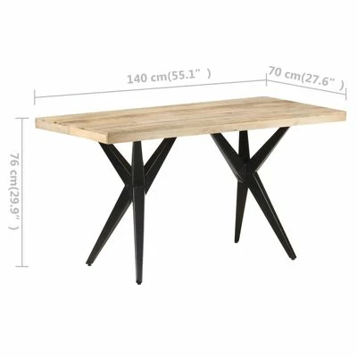 VidaXL Table de salle à manger 140x70x76 cm Bois de manguier brut 8 VidaXL Table de salle à manger 140x70x76 cm Bois de manguier brut – Image 6