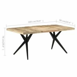 VidaXL Table de salle à manger 180x90x76 cm Bois de manguier brut 13 VidaXL Table de salle à manger 180x90x76 cm Bois de manguier brut -Promos Tables à manger Boutique image 6 323569