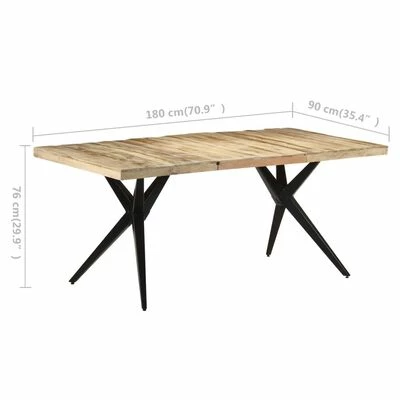 VidaXL Table de salle à manger 180x90x76 cm Bois de manguier brut 8 VidaXL Table de salle à manger 180x90x76 cm Bois de manguier brut – Image 6