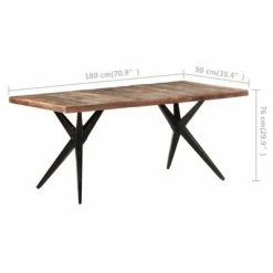 VidaXL Table de salle à manger 180x90x76cm Bois de récupération solide 13 VidaXL Table de salle à manger 180x90x76cm Bois de récupération solide -Promos Tables à manger Boutique image 6 323570