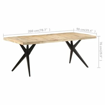 VidaXL Table de salle à manger 200x90x76 cm Bois de manguier brut 8 VidaXL Table de salle à manger 200x90x76 cm Bois de manguier brut – Image 6