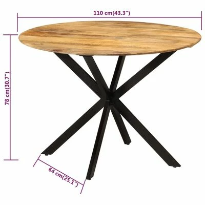 VidaXL Table à dîner Ø110x78 cm Bois de manguier massif et acier 8 VidaXL Table à dîner Ø110x78 cm Bois de manguier massif et acier – Image 6